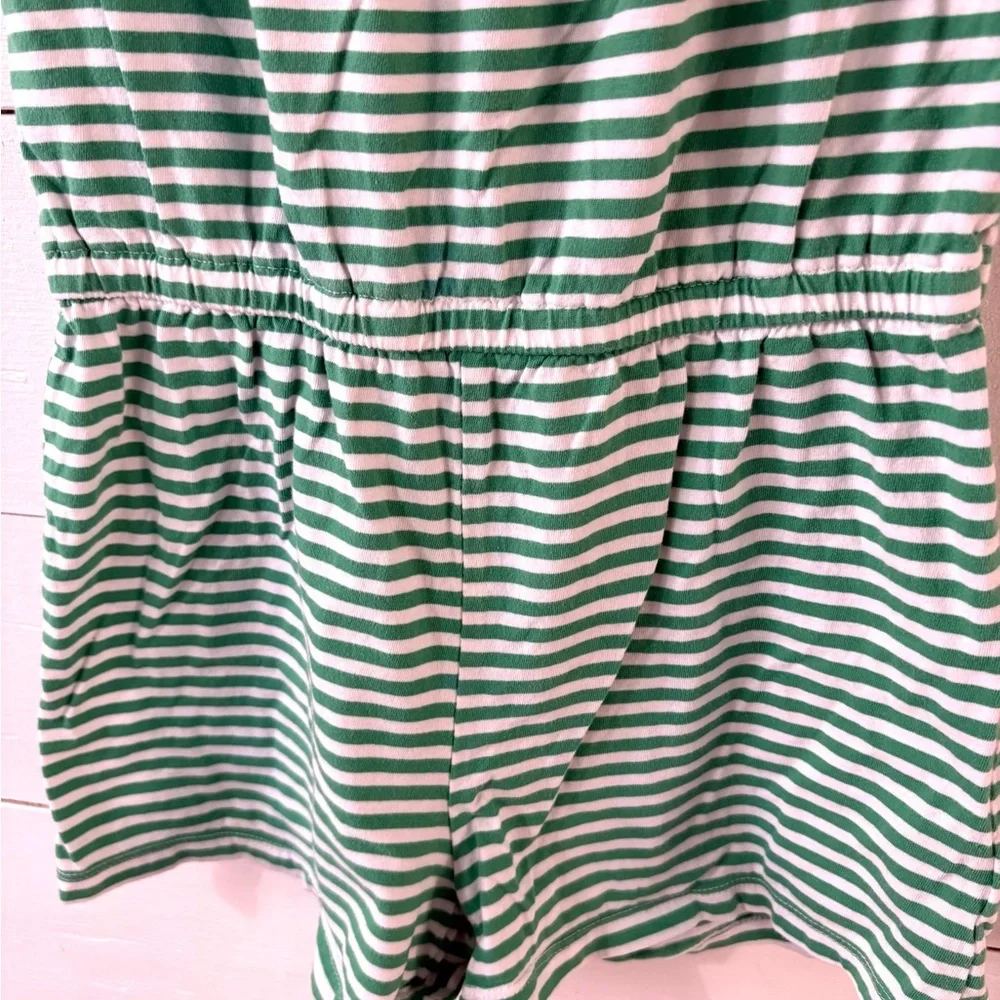 Old Navy Girls Green & White Striped Off-Shoulder Romper Size L (10–12)
